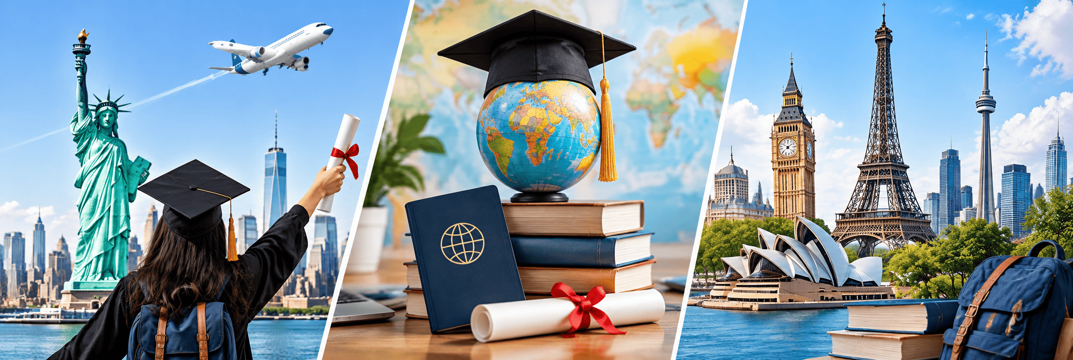 Indian students on an overseas university campus planning their study abroad education loan