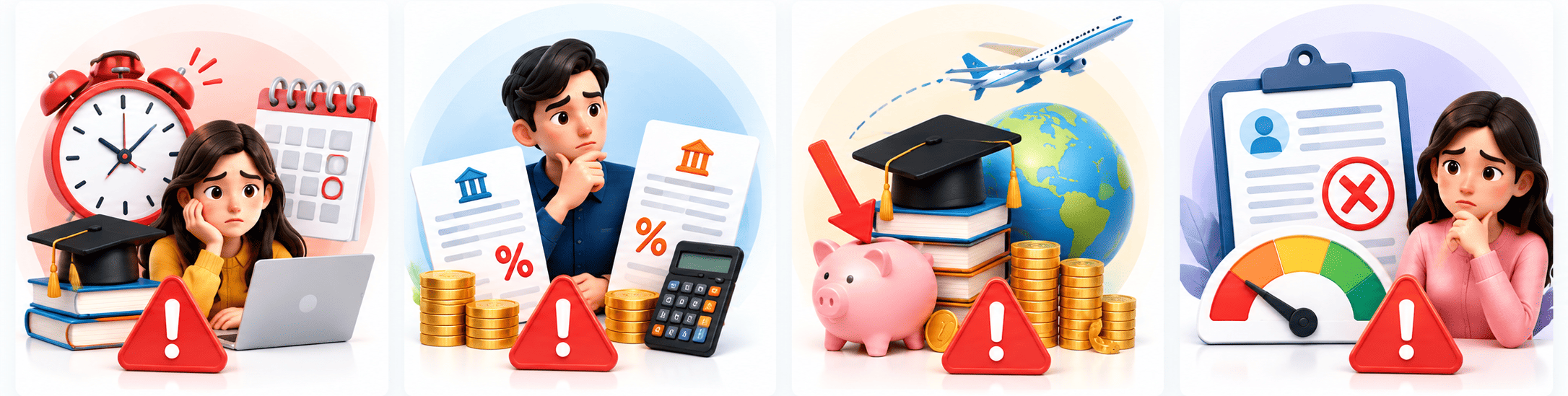 Indian students on an overseas university campus planning their study abroad education loan
