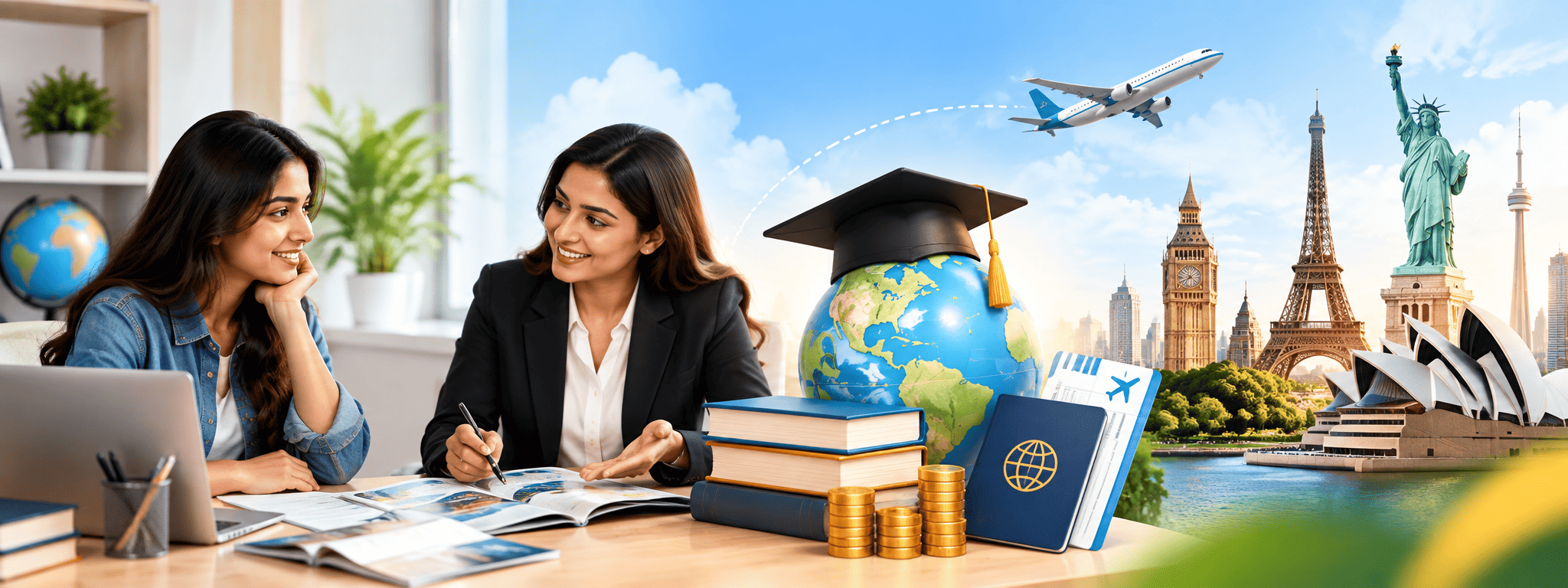 Expert loan consultants helping students with education loans for abroad studies
